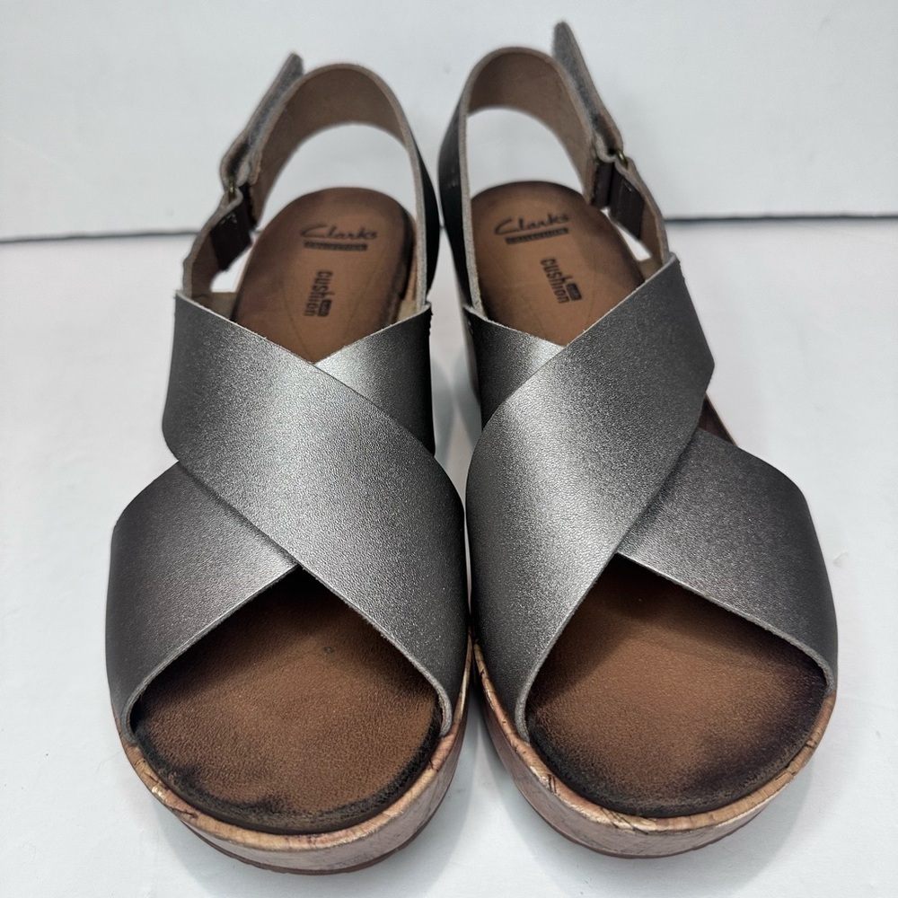 Clarks Women's Metallic Wedge Sandals - Picture 9 of 9